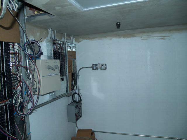 mechanical room painted, ceiling and lighting installed