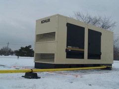 natural gas generator in place on roof