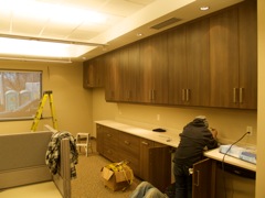 working on sink in customer service area