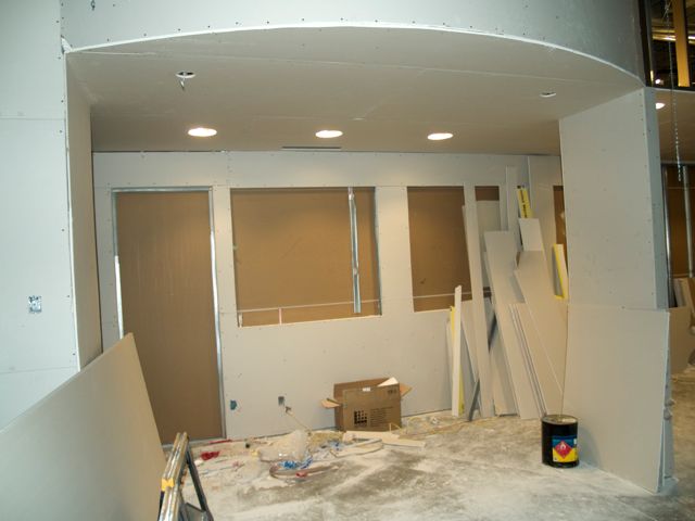 reception area getting drywall completed