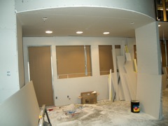 reception area getting drywall completed