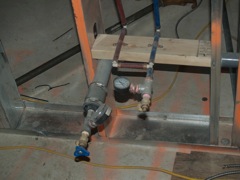 pressure testing the plumbing lines